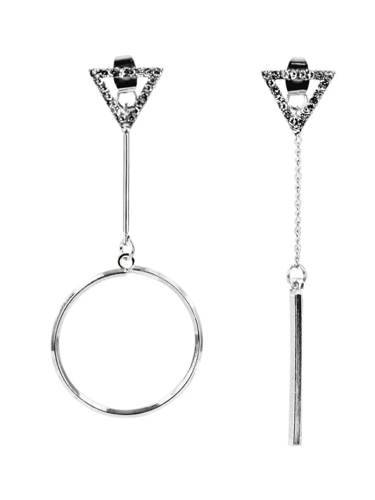 Triangle Hoop & Bar Unbalanced Earrings