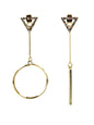 Triangle Hoop & Bar Unbalanced Earrings