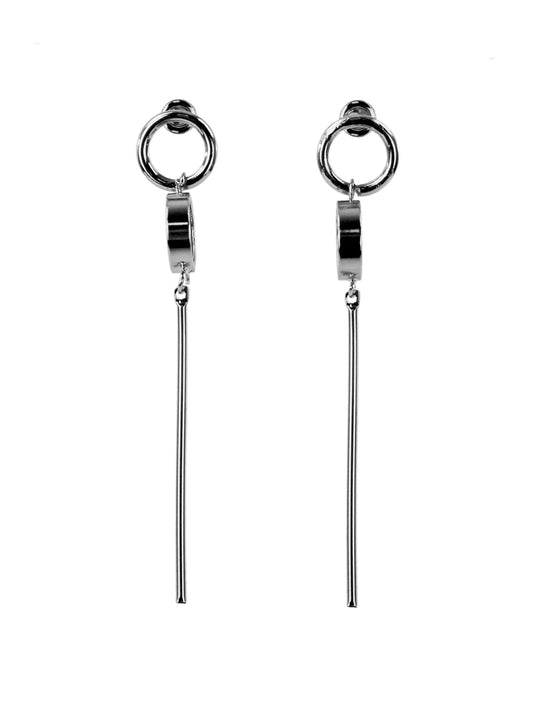 Double Circle & Bar Dangle Drop Earrings