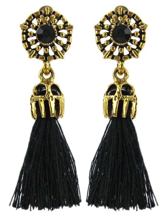 Vintage Style Earrings With Gray Tassel