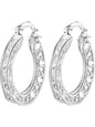 Sterling Silver Plated Heart Filigree Hoop Earrings