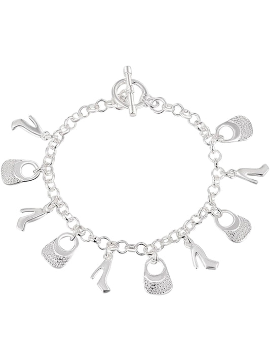 Handbags & Pump Heels Sterling Silver Plated Charm Bracelet