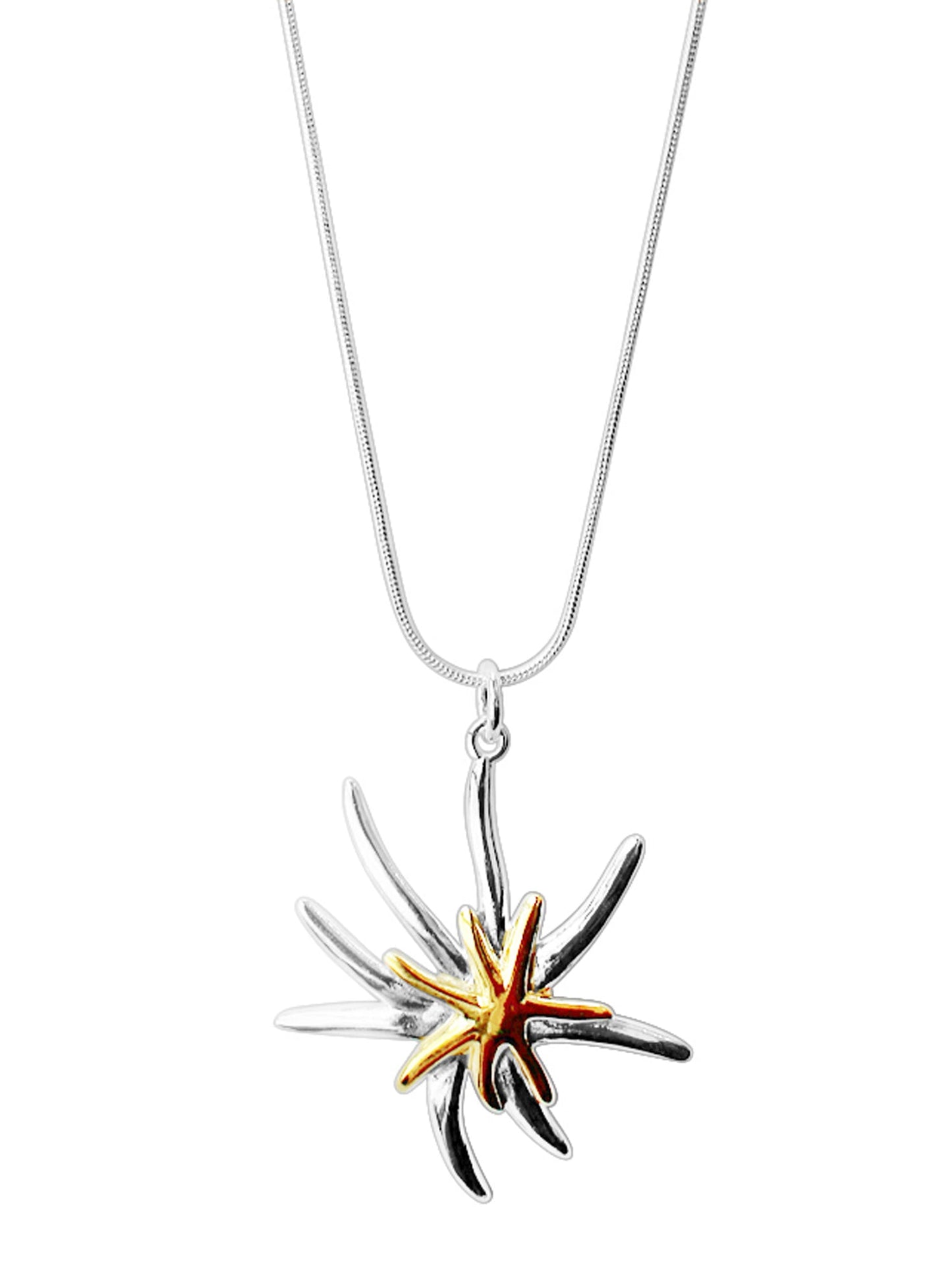 Two-Tone Sterling Silver & Gold Plated Starfish Pendant Necklace