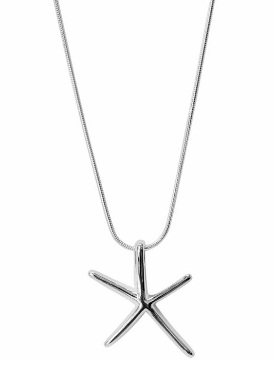 Starfish Pendant & Chain Sterling Silver Plated Necklace