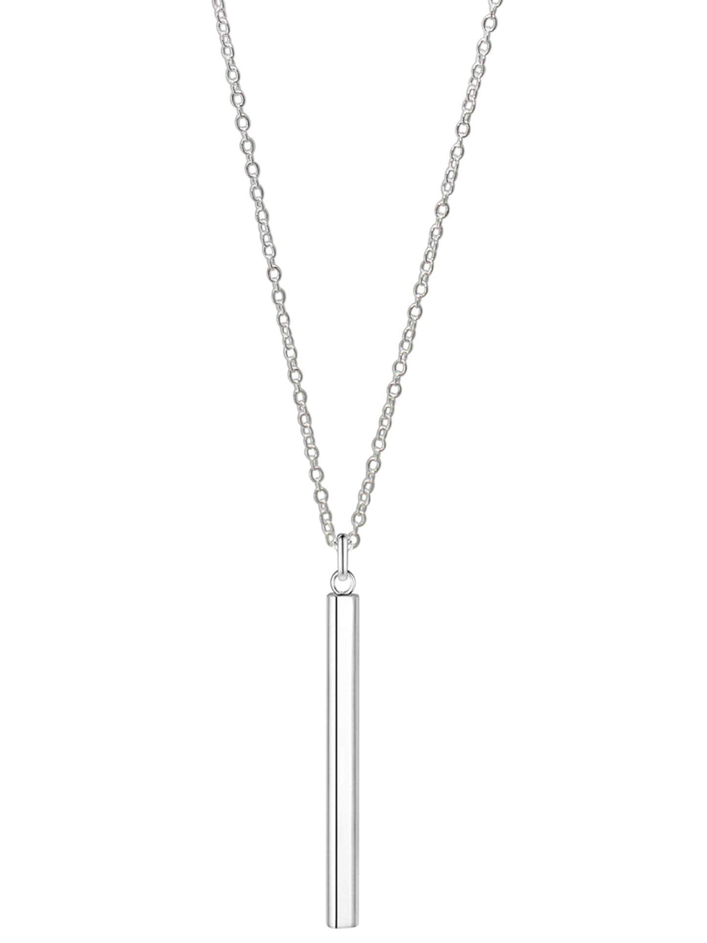 Sterling Silver Plated Bar Drop Pendant Necklace