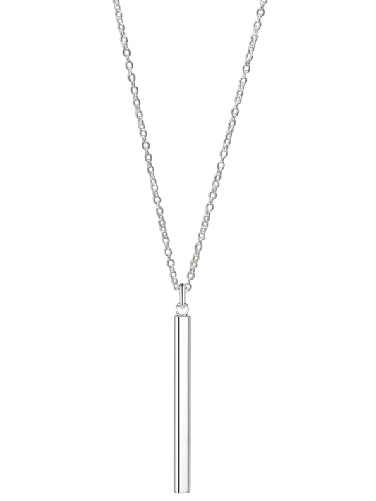 Sterling Silver Plated Bar Drop Pendant Necklace