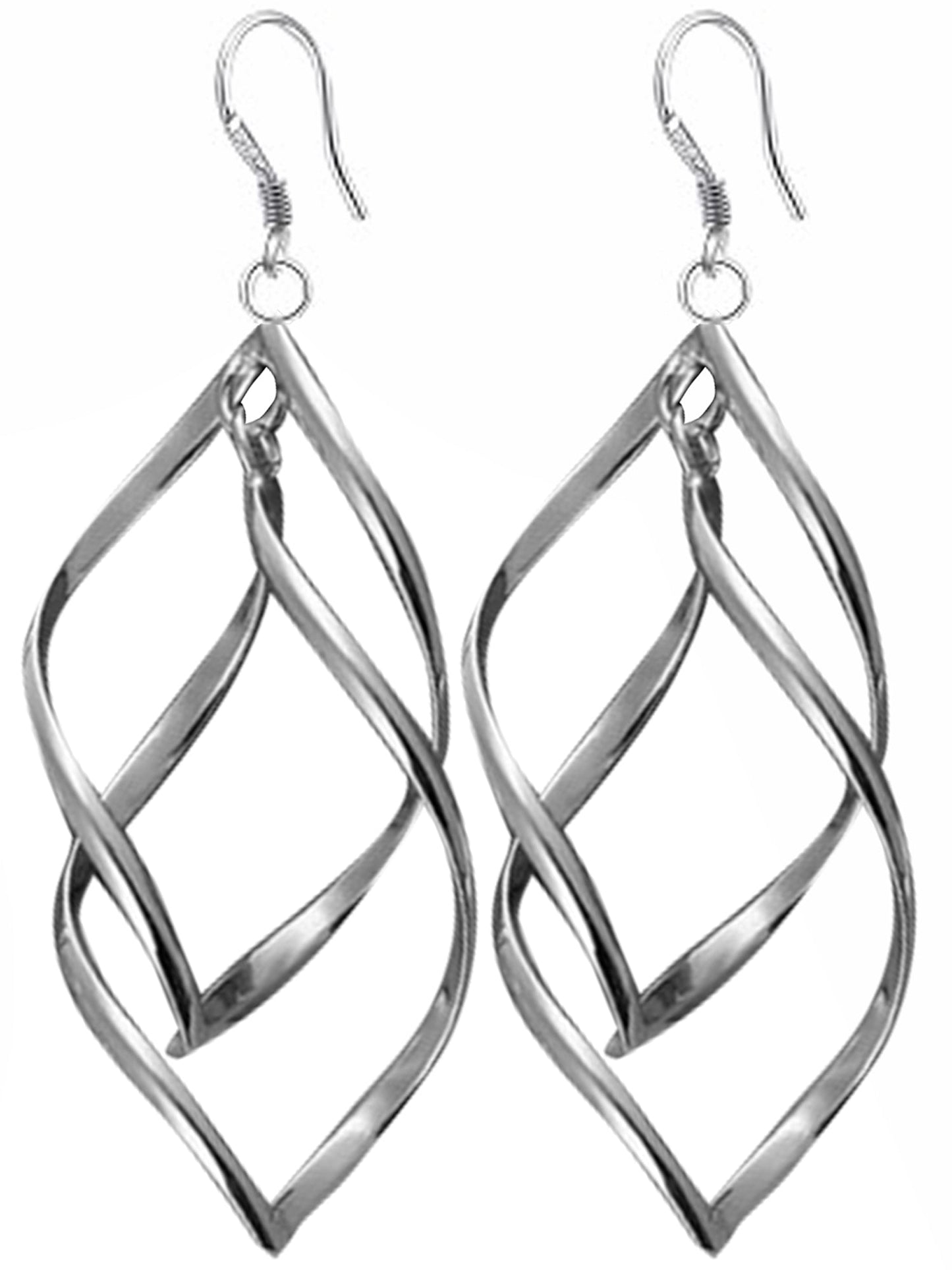 Chic Sterling Silver Plated Double Leaf Hook Earrings