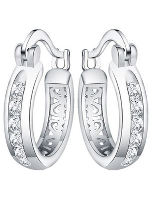 Small Sterling Silver Plated Cubic Zirconia Hoop Earrings