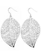 Sterling Silver Plated Filigree Leaf Dangle Earrings