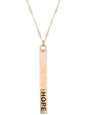 Pink Natural Stone Hope Bar Pendant Necklace With Gold Chain