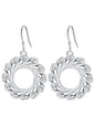 Sterling Silver Plated Circle Filigree Drop Earrings