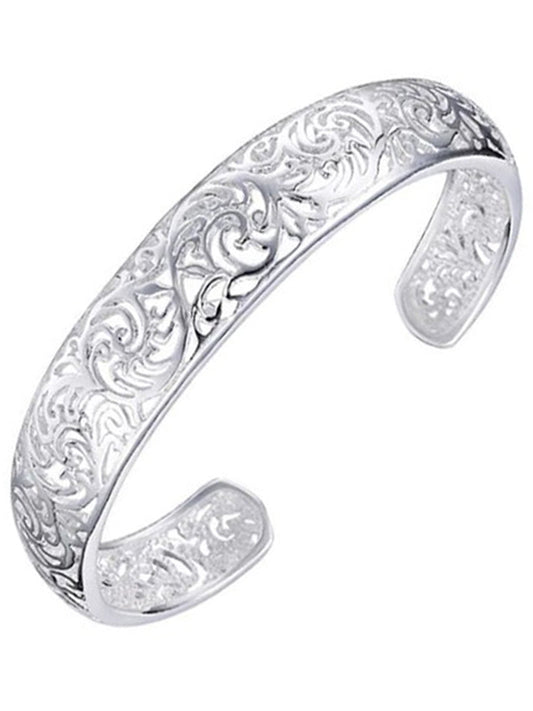 Sterling Silver Plated Filigree Bangle Cuff Bracelet