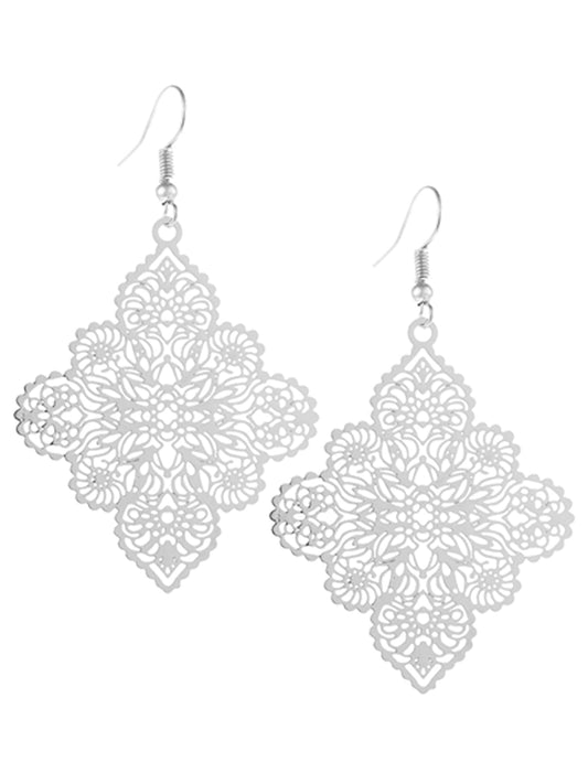 Silver Moroccan Filigree Laser Cut Earrings