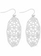 Silver Plated Abstract Filigree Drop Hook Earrings