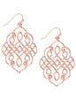 Rose Gold Moroccan Filigree Dangle Hook Earrings