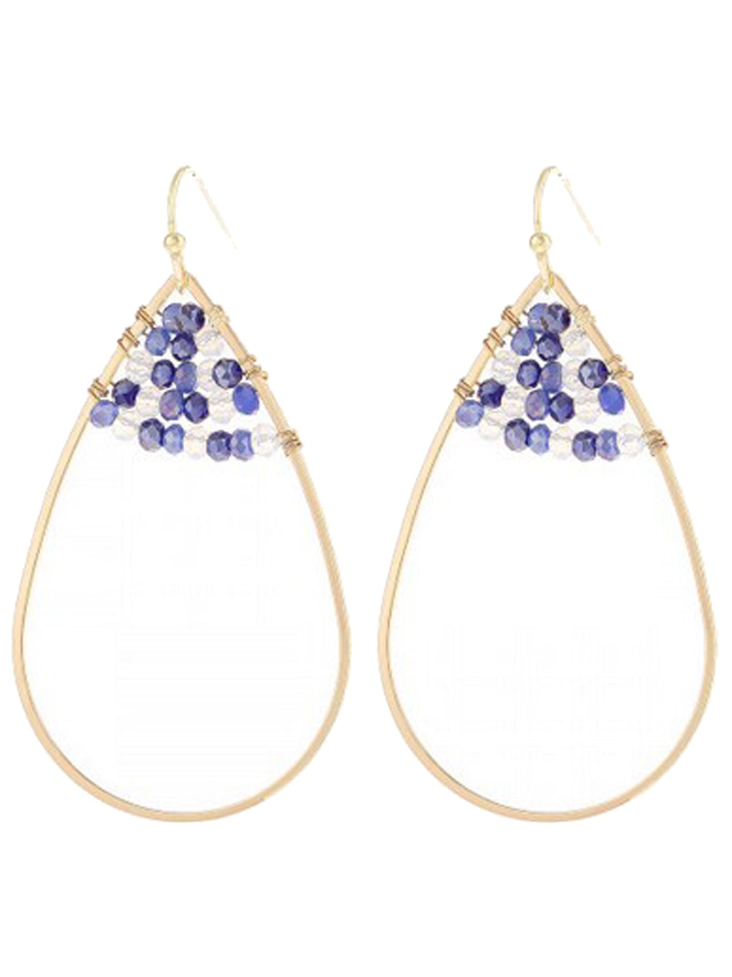 Blue Teardrop Beaded Earrings