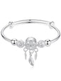 Sterling Silver Plated Adjustable Dreamcatcher Bangle Bracelet