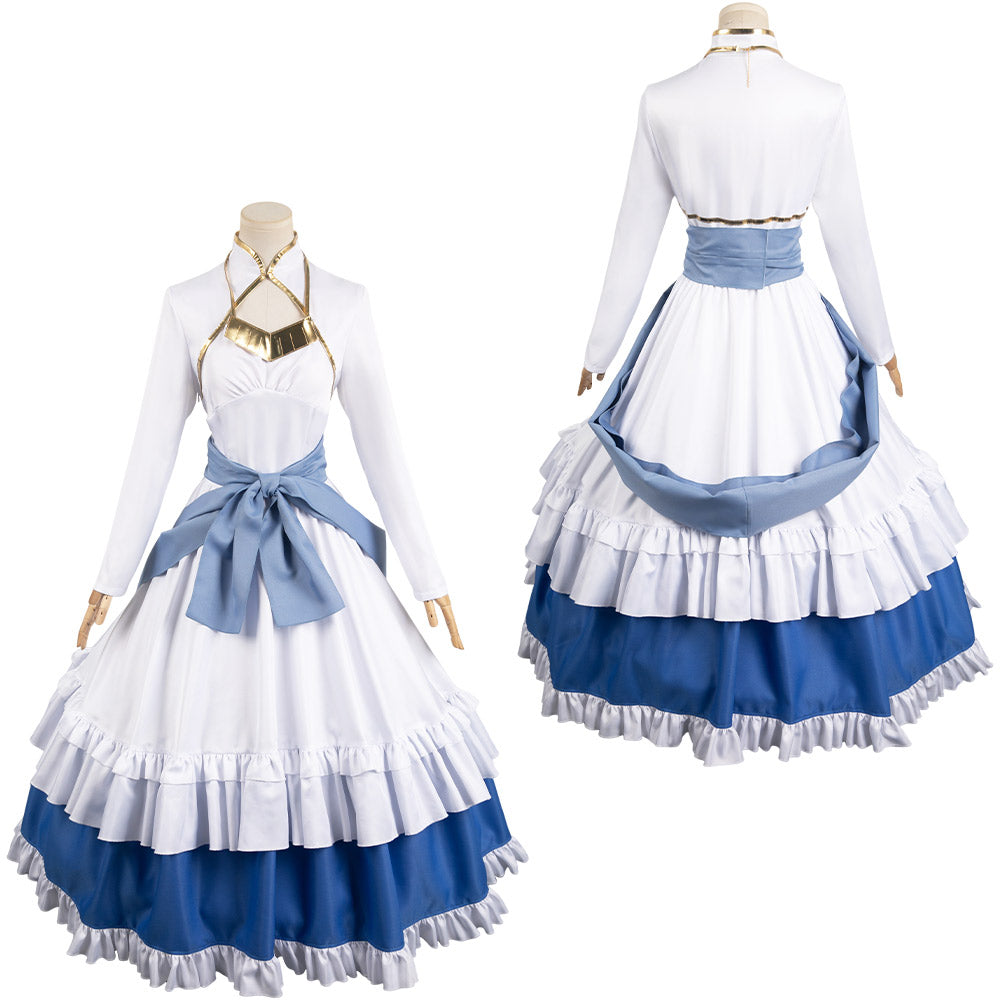 Free Shipping For_ono Subarashii Sekai ni Shukufuku wo! Anime Iris Women White And Blue Dress Cosplay Costume