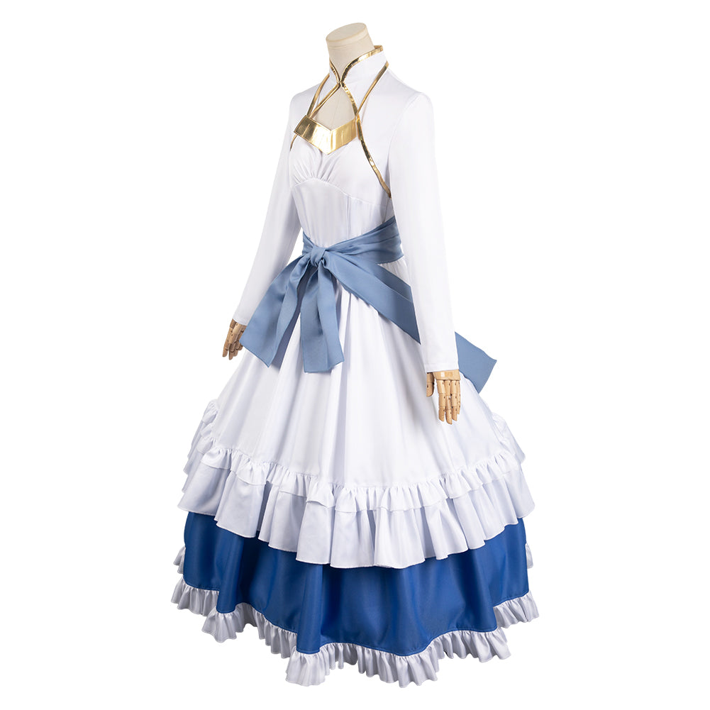 Free Shipping For_ono Subarashii Sekai ni Shukufuku wo! Anime Iris Women White And Blue Dress Cosplay Costume