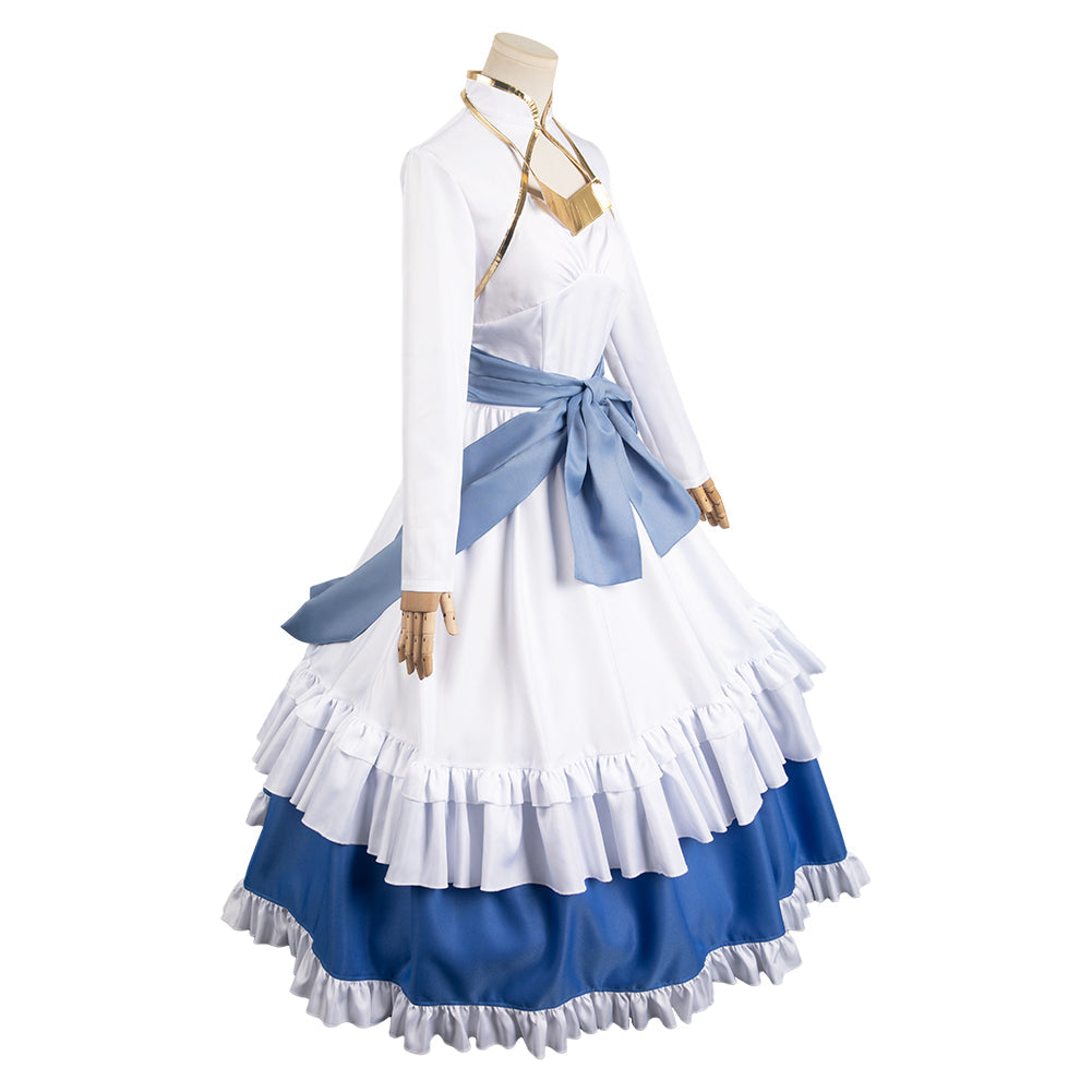 Free Shipping For_ono Subarashii Sekai ni Shukufuku wo! Anime Iris Women White And Blue Dress Cosplay Costume