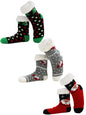 Holiday Christmas Tree and Santas Faux Sherpa Slipper Socks For Women