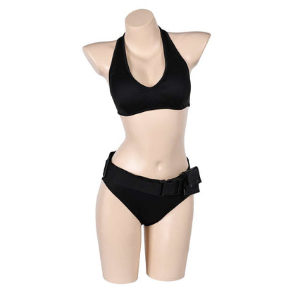 Free Shipping For_ara Croft Tomb Raider: The Cradle of Life Movie Lara Croft Women Black Bikini Set Swimsuit Cosplay Costume