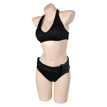 Free Shipping For_ara Croft Tomb Raider: The Cradle of Life Movie Lara Croft Women Black Bikini Set Swimsuit Cosplay Costume