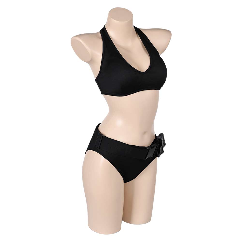 Free Shipping For_ara Croft Tomb Raider: The Cradle of Life Movie Lara Croft Women Black Bikini Set Swimsuit Cosplay Costume