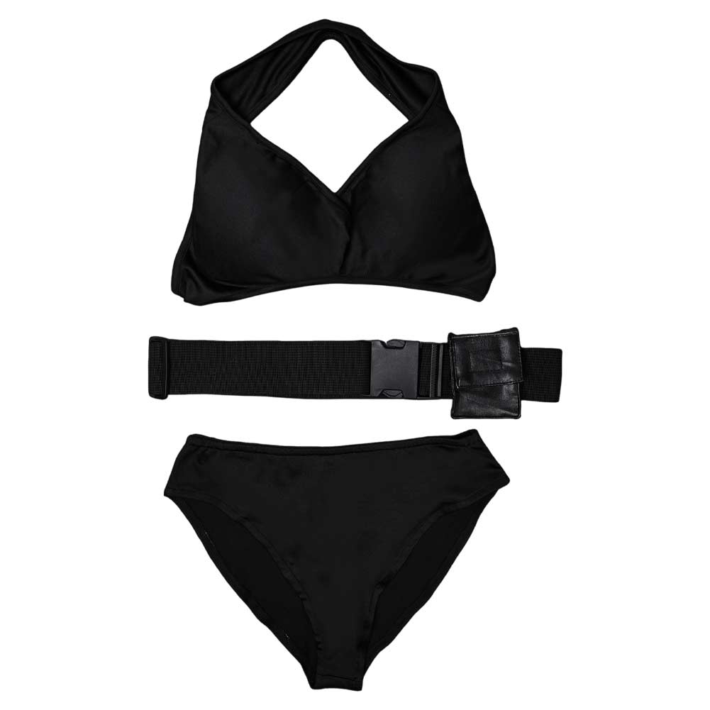 Free Shipping For_ara Croft Tomb Raider: The Cradle of Life Movie Lara Croft Women Black Bikini Set Swimsuit Cosplay Costume