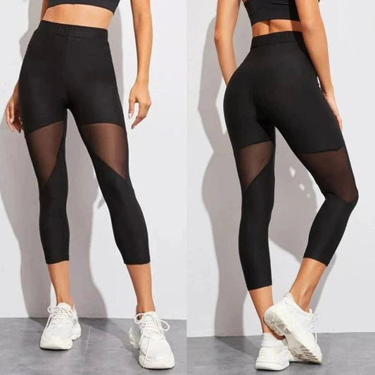 Free Shipping For Black Patchwork Mesh Leggings Women's Jeggings Legins Women