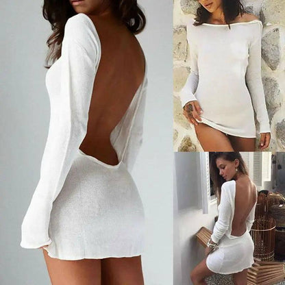 Free Shipping For Sexy Backless White Evening Party Dress Women Elegant Long