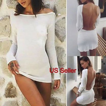 Free Shipping For Sexy Backless White Evening Party Dress Women Elegant Long