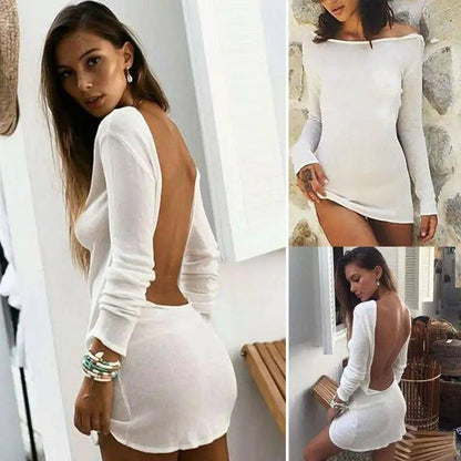 Free Shipping For Sexy Backless White Evening Party Dress Women Elegant Long