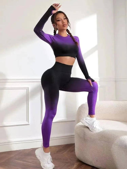 Free Shipping For Women Yoga 2 Pieces Workout Outfits Seamless High Waist