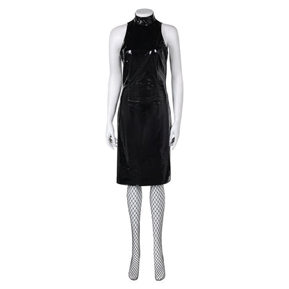 Free Shipping For_aXXXine 2024 Movie Maxine Women Black Leather Dress Party Carnival Halloween Cosplay Costume