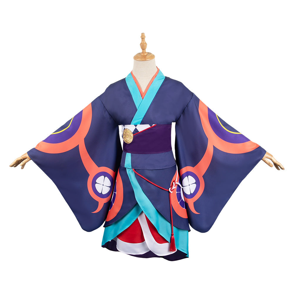 Free Shipping For_ononoke Anime Kusuriuri Medicine Seller Blue Kimono Party Carnival Halloween Cosplay Costume