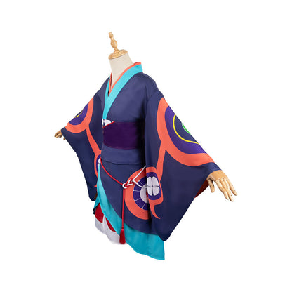 Free Shipping For_ononoke Anime Kusuriuri Medicine Seller Blue Kimono Party Carnival Halloween Cosplay Costume