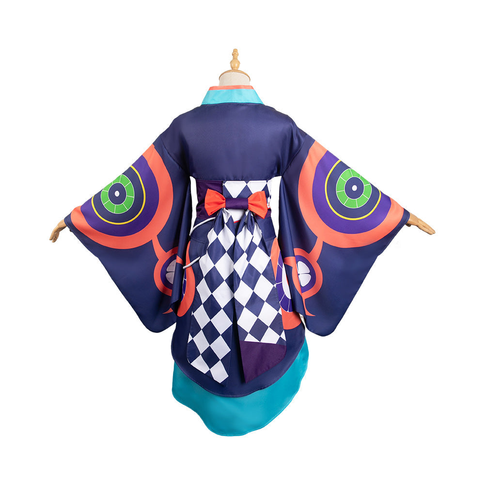 Free Shipping For_ononoke Anime Kusuriuri Medicine Seller Blue Kimono Party Carnival Halloween Cosplay Costume