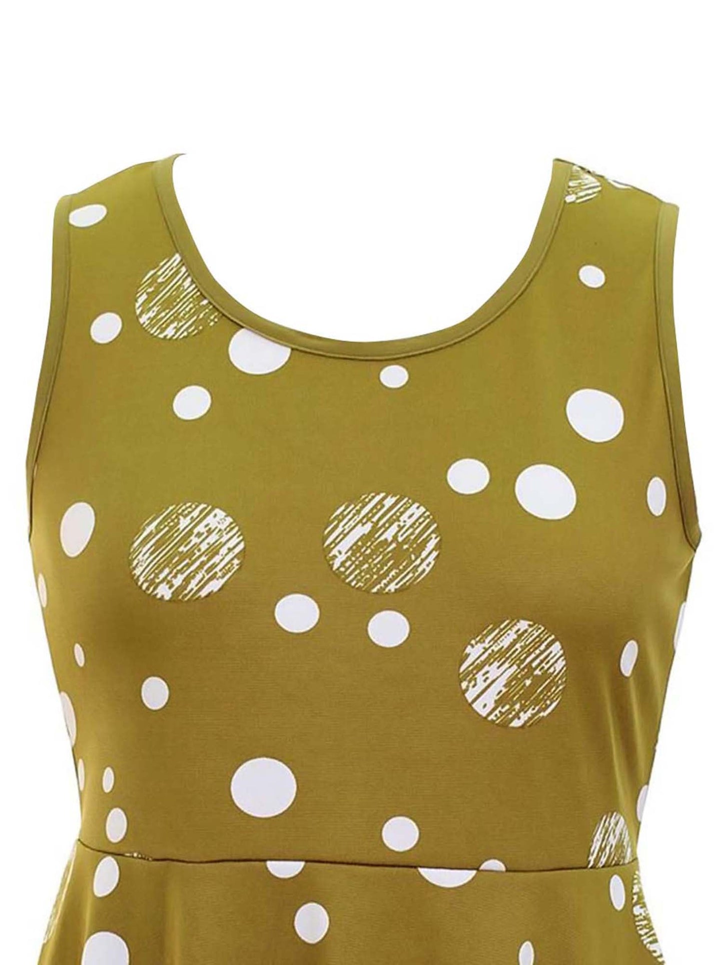 Sleeveless Polka Dot Skater Dress With Empire Waist