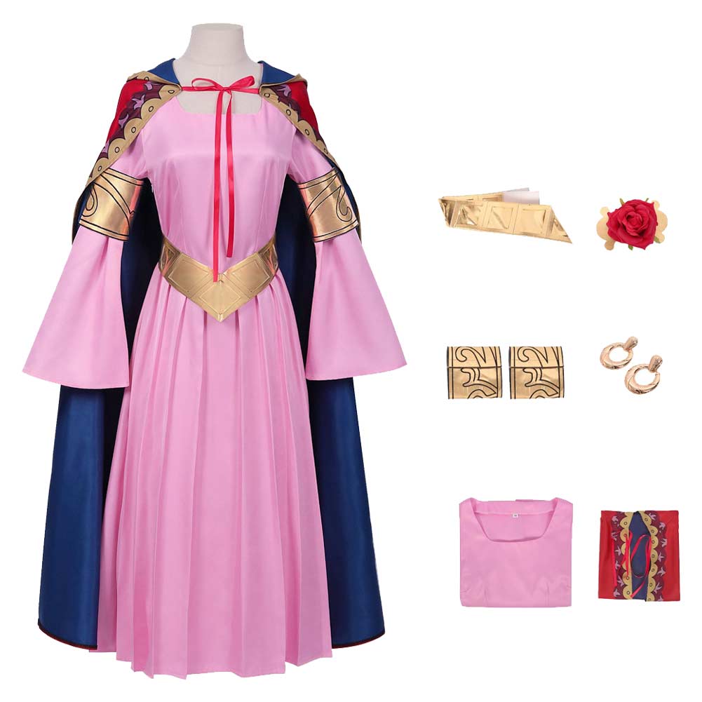 Free Shipping For_ne Piece Anime Nefertari Vivi Women Pink Dress With Cloak Party Carnival Halloween Cosplay Costume