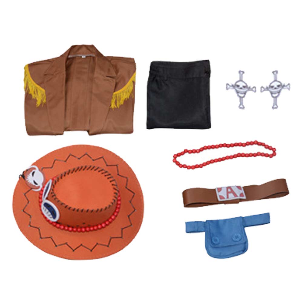 Free Shipping For_ne Piece Anime Portgas D. Ace Brown Outfit Party Carnival Halloween Cosplay Costume