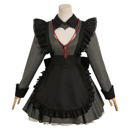 Free Shipping For_shi no Ko Anime Hoshino Rubii Women Black Maid Dress Party Carnival Halloween Cosplay Costume