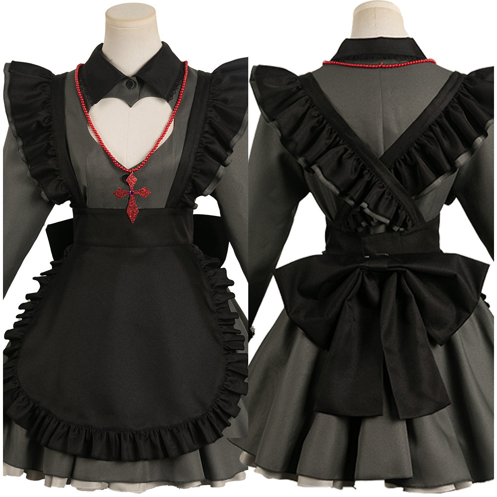 Free Shipping For_shi no Ko Anime Hoshino Rubii Women Black Maid Dress Party Carnival Halloween Cosplay Costume