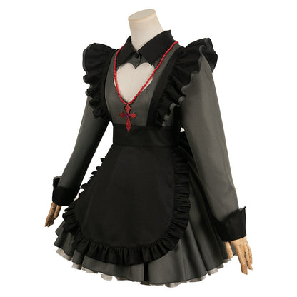 Free Shipping For_shi no Ko Anime Hoshino Rubii Women Black Maid Dress Party Carnival Halloween Cosplay Costume