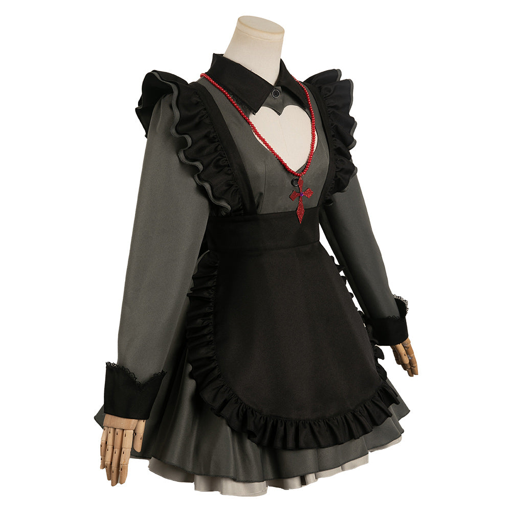 Free Shipping For_shi no Ko Anime Hoshino Rubii Women Black Maid Dress Party Carnival Halloween Cosplay Costume