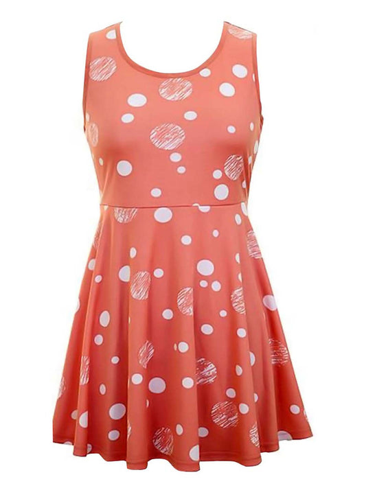 Sleeveless Polka Dot Skater Dress With Empire Waist