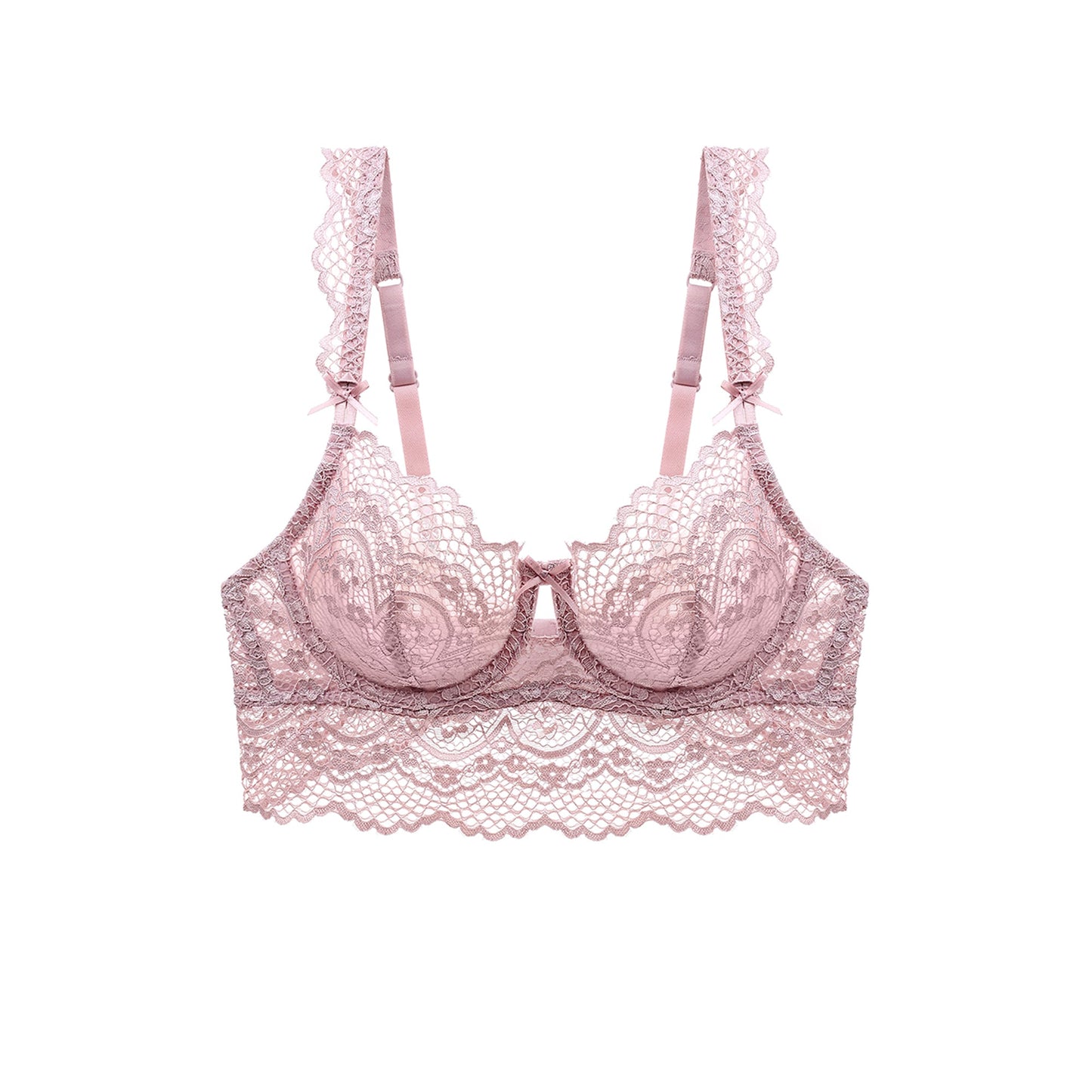 Free Shipping For Pink Floral Soft Lace Trim Mesh Bra Lingerie