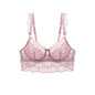 Free Shipping For Pink Floral Soft Lace Trim Mesh Bra Lingerie