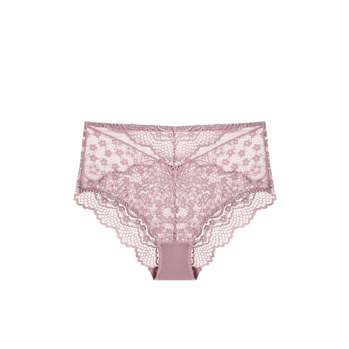 Pink Floral Lace Trim Hight Waist Panty