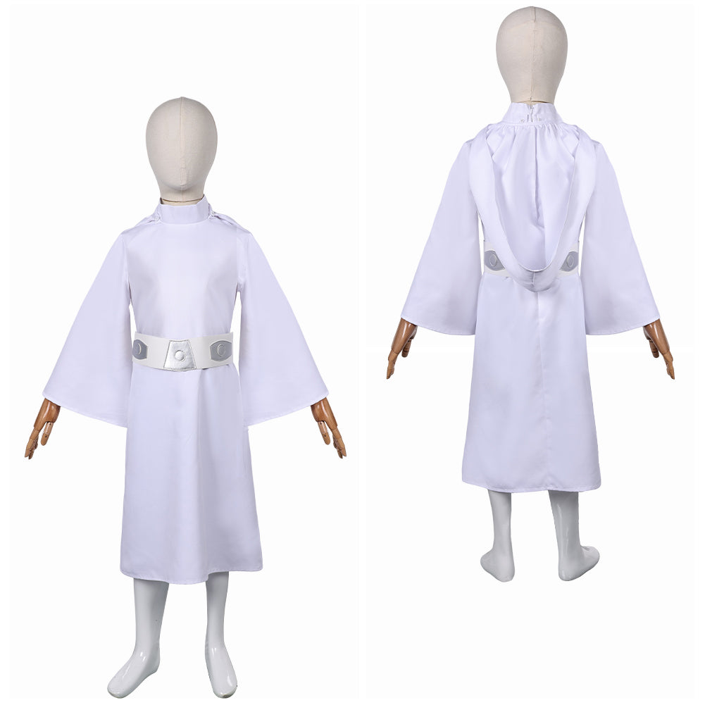 Free Shipping For_rincess Leia Kids Children White Dress Set Party Carnival Halloween Cosplay Costume